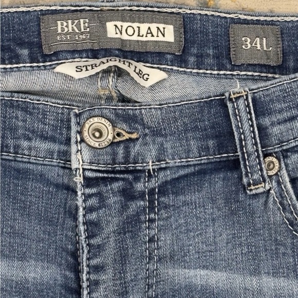 BKE Buckle Nolan Straight Leg 5 Pocket Jeans Mens 34L Stretch Denim Distressed - Picture 5 of 16